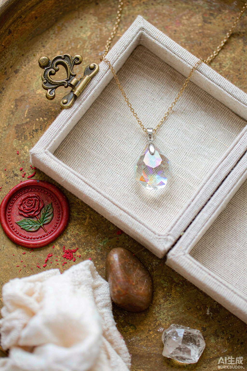 Finished crystal pendant being boxed